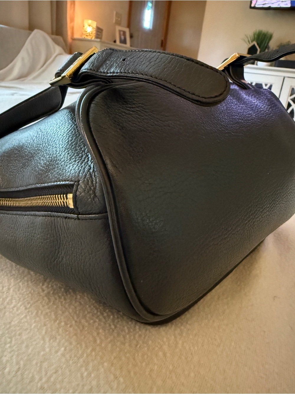 MCM Vintage Black Leather Backpack with Gold Logo Hardware - Picture 7 of 11